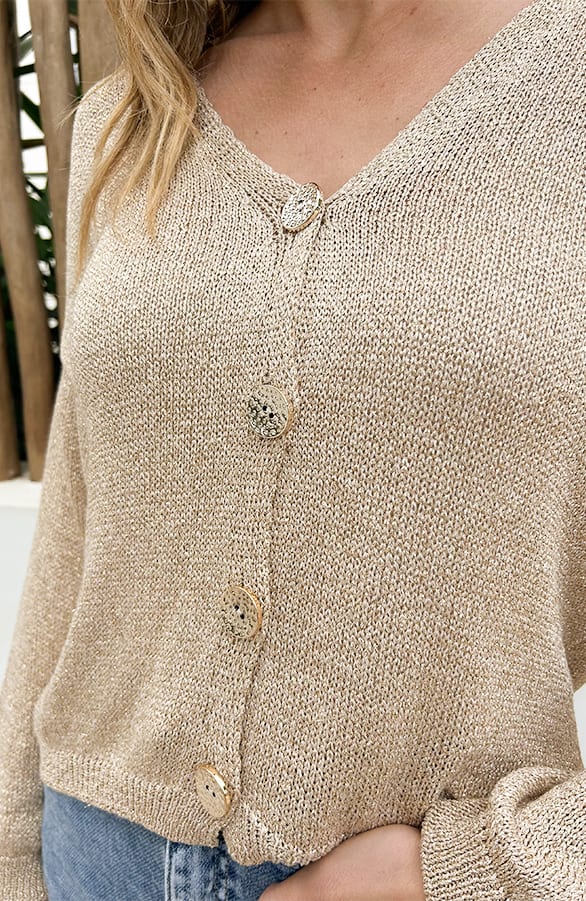 Lurex Cardigan Goud – vesten, foto 4