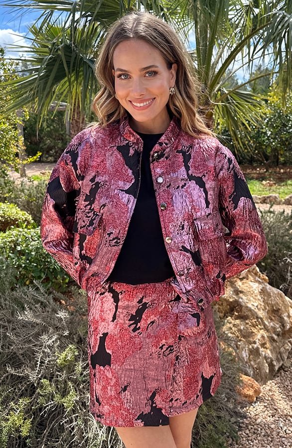 Lurex Jacquard Bomber Jacket Roze – jassen, foto 9