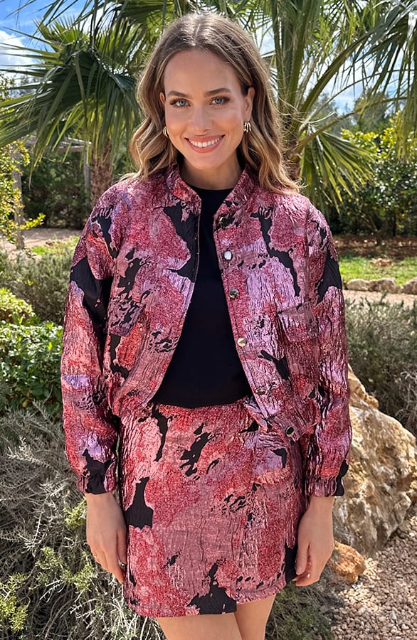 Lurex Jacquard Bomber Jacket Roze – jassen, foto 10