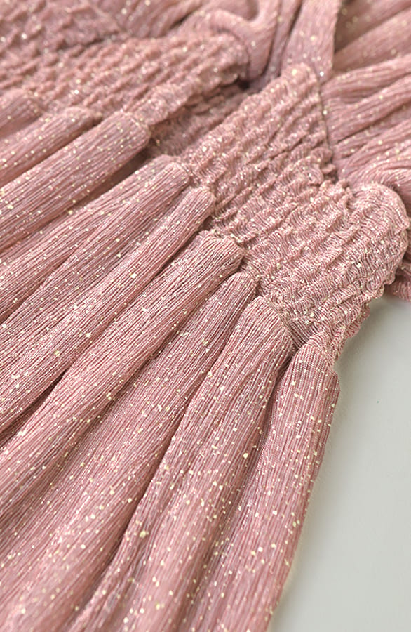 Luxe Lurex V-hals Jurk Rose – jurken, foto 5