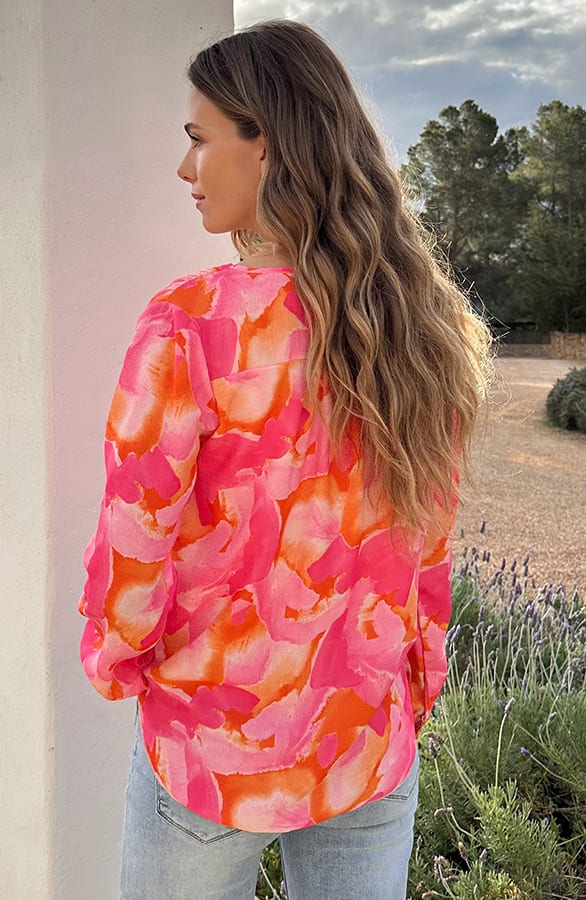 Marant Blouse Print Fuchsia Oranje – blouses, foto 4
