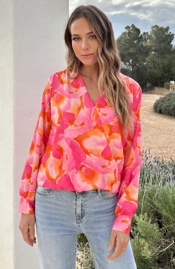 Marant Blouse Print Fuchsia Oranje – blouses, foto 7