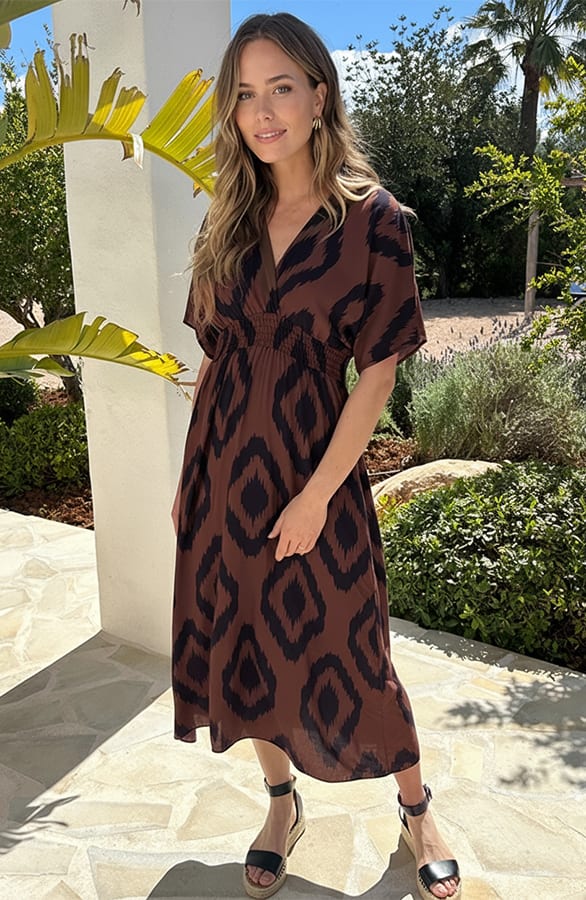 Maxi Dress Oversized Print Choco – jurken, foto 2