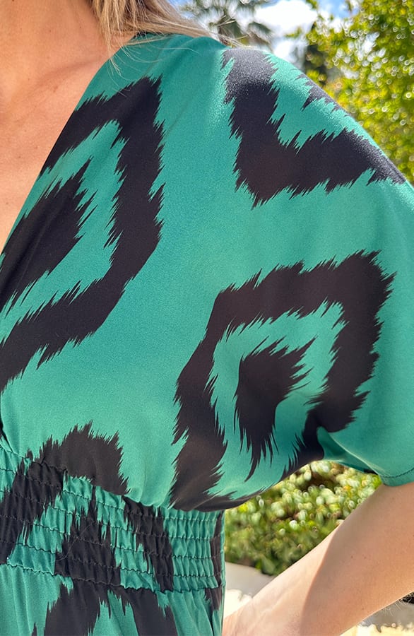 Maxi Dress Oversized Print Smaragd – jurken, foto 5