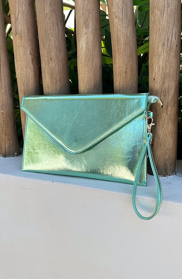 Metallic Clutch Mint – dameskleding, foto 3