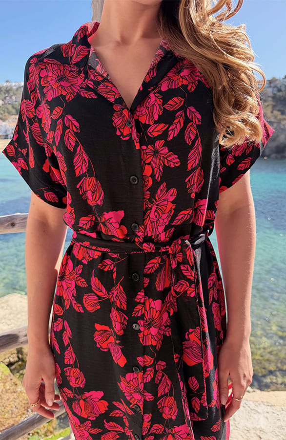 Midi Knopen Jurk Black – jurken, foto 5