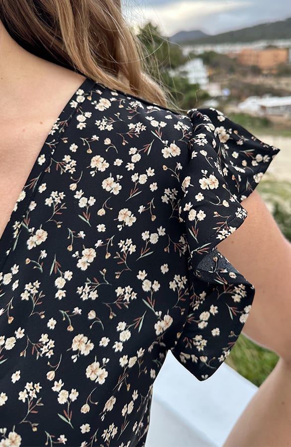 Mille Fleur Midi Jurk Zwart – jurken, foto 5
