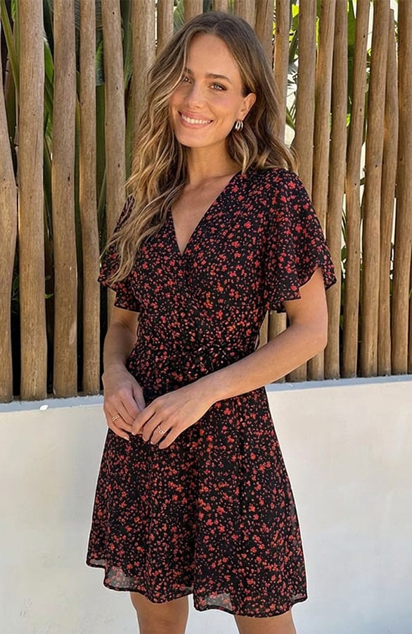 Most Needed Dress Print Zwart Koraal