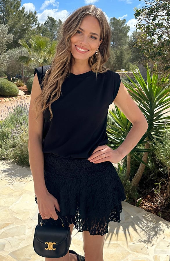 Mouwloze Schouder Detail Top Zwart