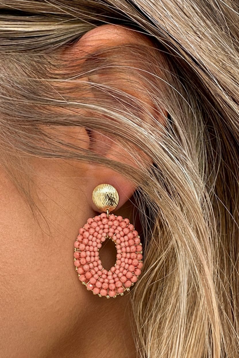 Oval Beads Oorbellen Koraal – alle accessoires, foto 2