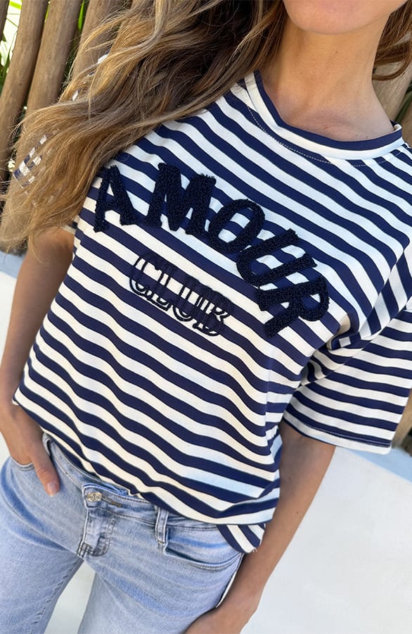 Oversized Amour Striped T-shirt Marine – tops, foto 5