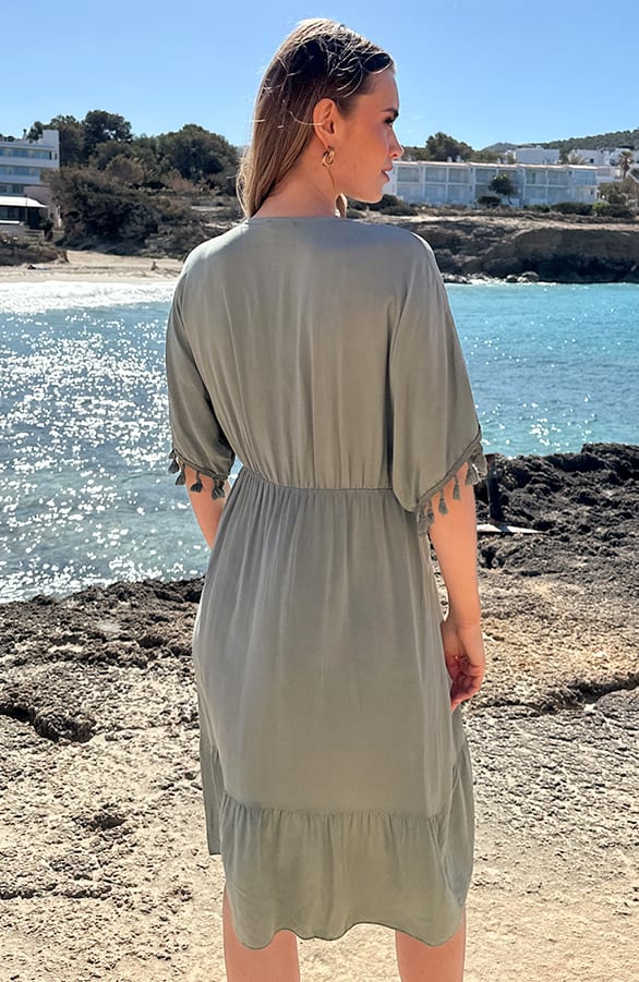 Oversized Jurk Gouden Detail Army – jurken, foto 4