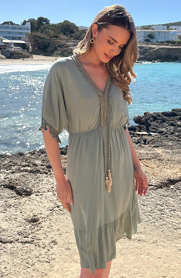 Oversized Jurk Gouden Detail Army – jurken, foto 6