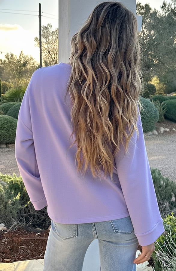 Oversized Longsleeve Katoen Lila – tops, foto 5