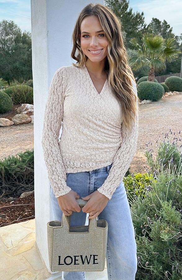 Wickel Lace Top Asymmetric Beige, Tops, Foto 5
