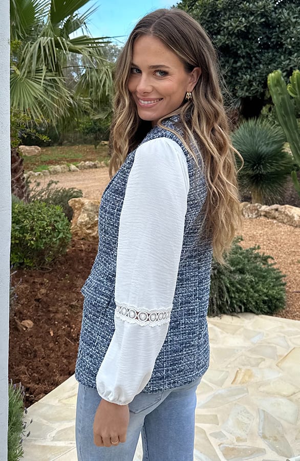 Premium Elegant Gilet Tweed Blauw – gilets, foto 2