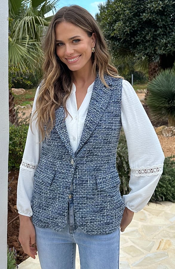 Premium Elegant Gilet Tweed Blauw – gilets, foto 3