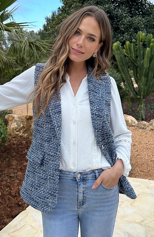 Premium Elegant Gilet Tweed Blauw – gilets, foto 8