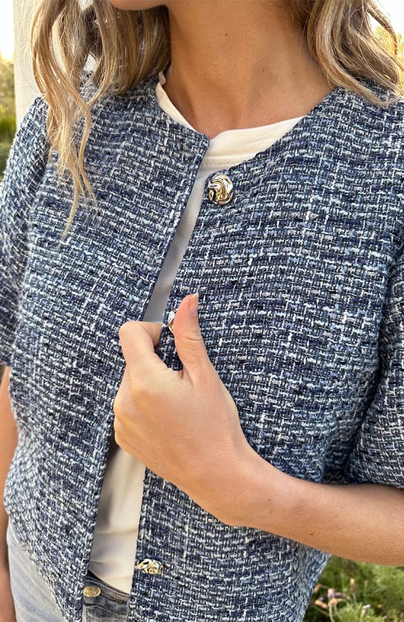 Premium Pofmouw Jacket Tweed Blauw – jassen, foto 4