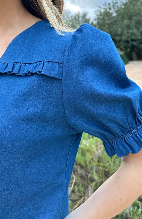 Ruffle Top Denim – tops, foto 5