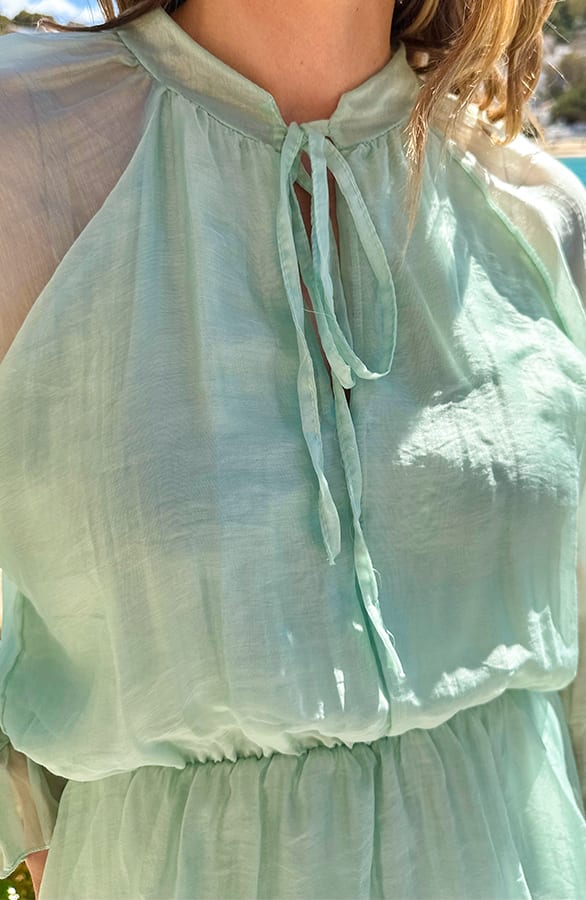 Silk Jurk Lange Mouw Mint – jurken, foto 5