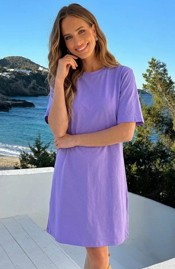 Slim Fit T-shirt Jurk Lila – jurken, foto 2