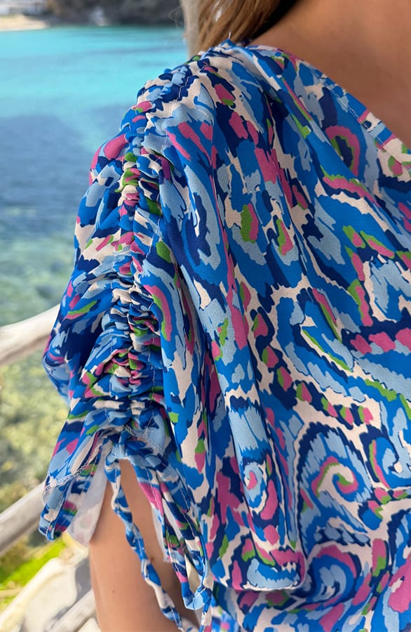 Smocked Sleeve Tuniek Paisley Blauw – jurken, foto 5