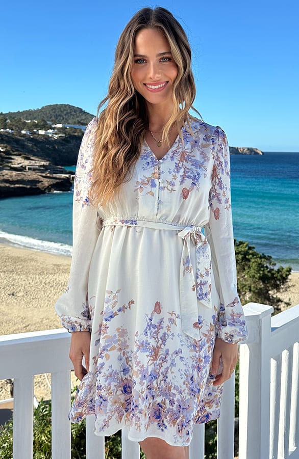 Spring Flower V-hals Jurk Baby blauw – jurken, foto 8