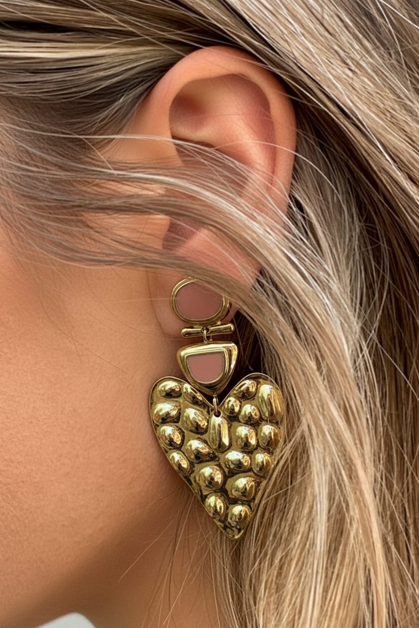 Statement Heart Oorbellen Goud Pink – alle accessoires, foto 2