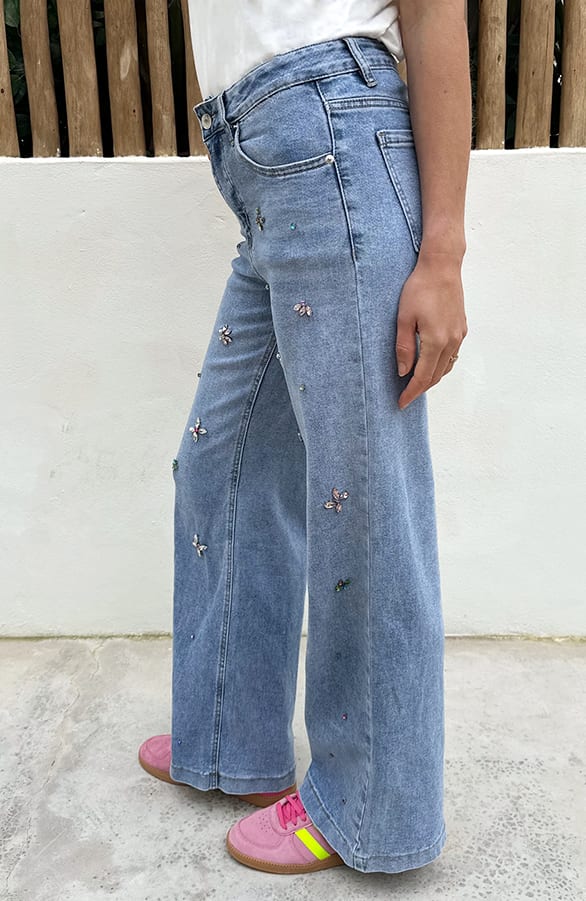 Statement Jeans mit Strass Flower, Foto 3