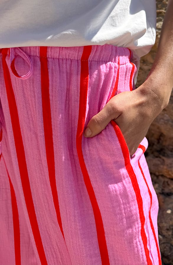 Stripe Pants Mousseline Red Pink – broeken, foto 3