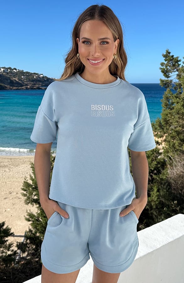 Sweat T-Shirt Bisous Bisous Baby Blauw – tops, foto 3