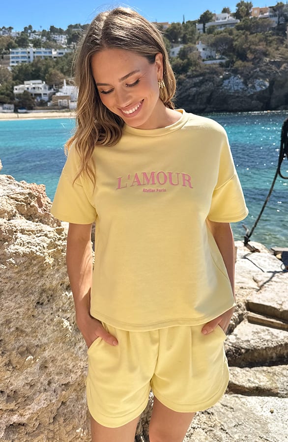 Sweat T-Shirt Lamour Butter Yellow Embroidery – tops, foto 6