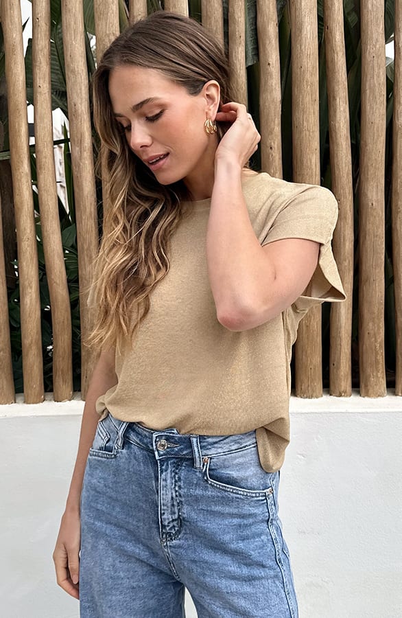 Top Met Lurex Oversized Goud – tops, foto 7