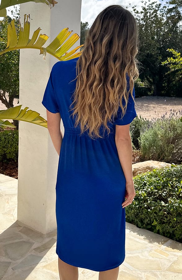 V-Hals Twist Jurk Lurex Kobalt – jurken, foto 4