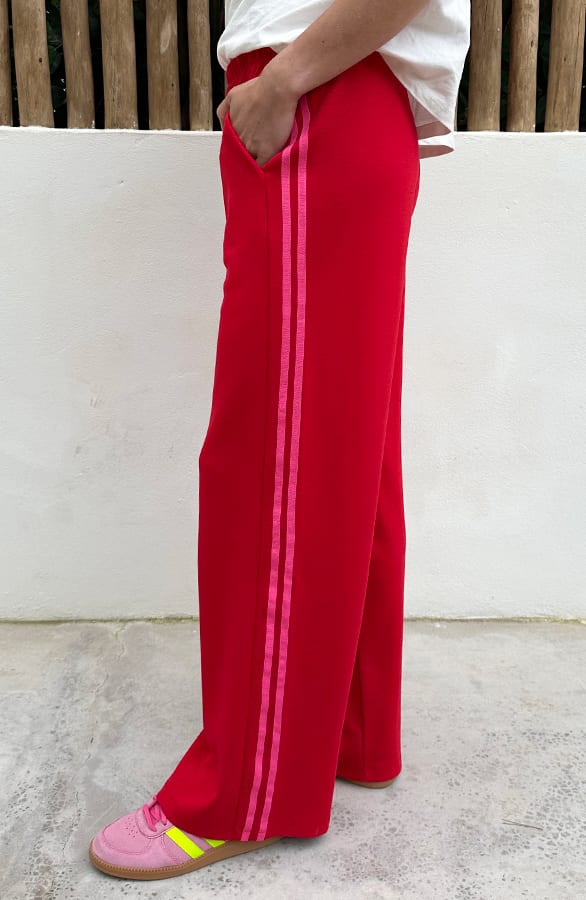 Wide Leg Bies Broek Rood Fuchsia – broeken, foto 3