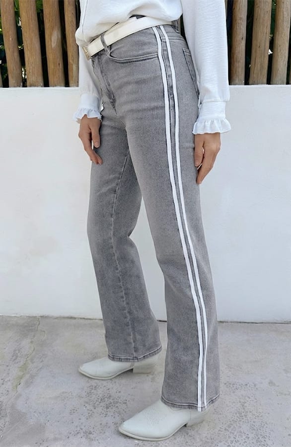 Wide Leg Jeans Bies Grey Stretch FMH