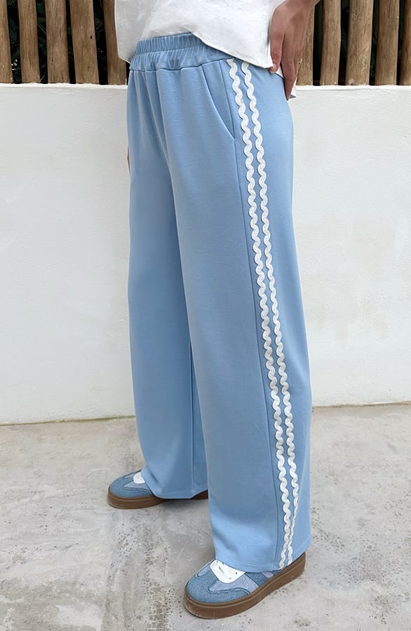 Wide Leg Swirl Bies Broek Light Blue – broeken, foto 3