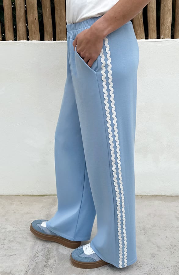 Wide Leg Swirl Bies Broek Light Blue
