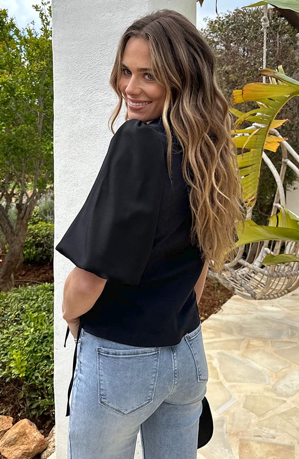 Wrap Blazer Puff Short Sleeve Zwart – blazers, foto 4