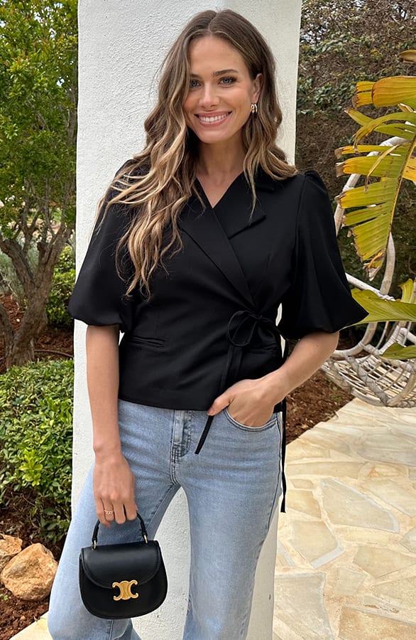 Wrap Blazer Puff Short Sleeve Zwart – blazers, foto 6