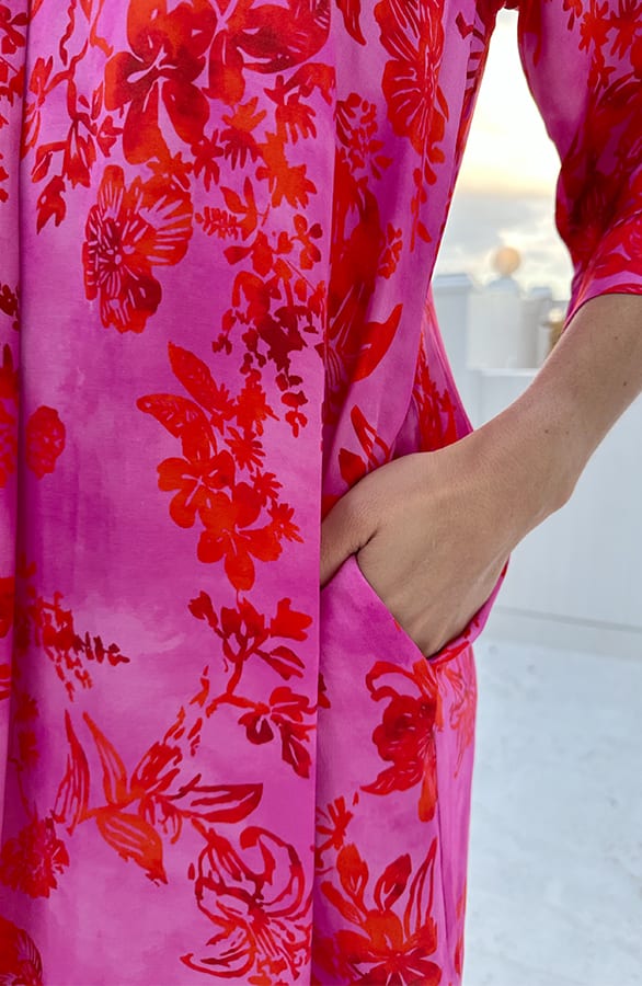 Zijden Dames Tuniek Met Print Fuchsia – jurken, foto 5