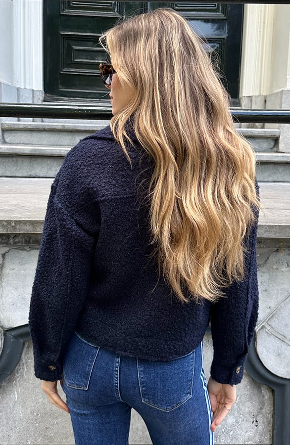 Boucle Jacket Met Rits Marine – jassen, foto 3