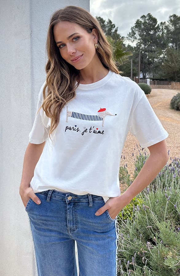 Dachshund T-shirt Paris Je Taime Ecru – tops, foto 7