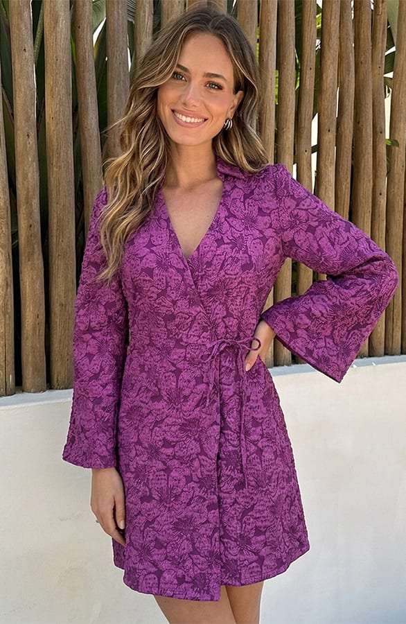 Flower Wrap Jurk Wine Red – jurken, foto 3