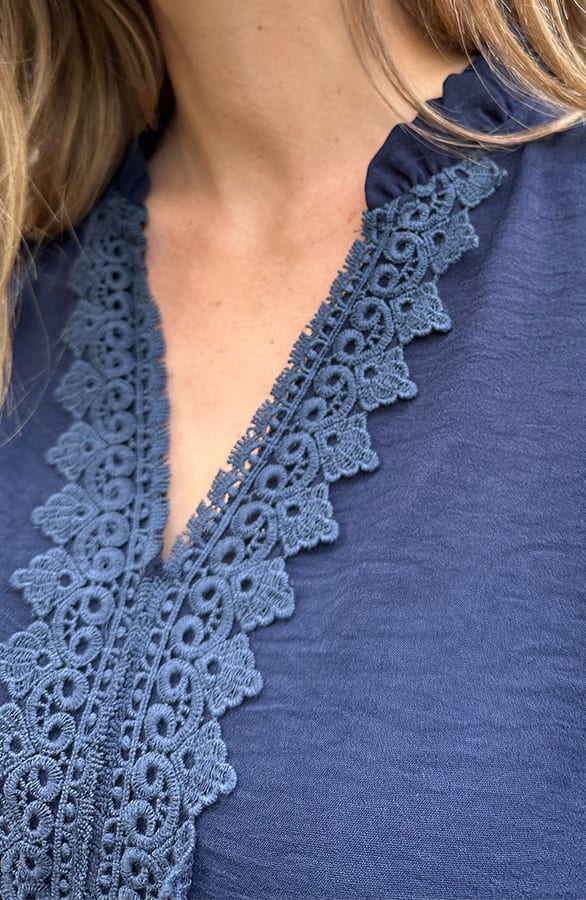 Kanten Boho Blouse Marine – blouses, foto 4