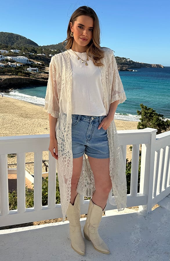 Kanten Kimono Ecru – vesten, foto 3