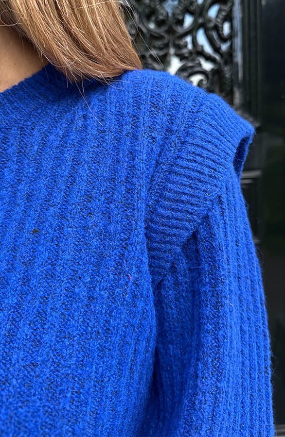 Knitted Shoulder Detail Trui Kobalt – truien, foto 6