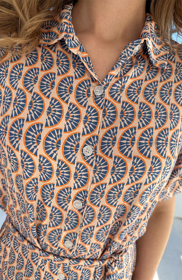 Knopen Midi Jurk Viscose Blue – jurken, foto 5