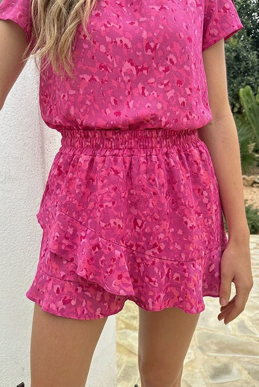 Liv Ruffle Skort Print Roze